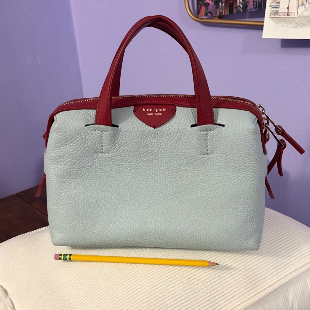 Kate Spade Sky Blue and Crimson Satchel